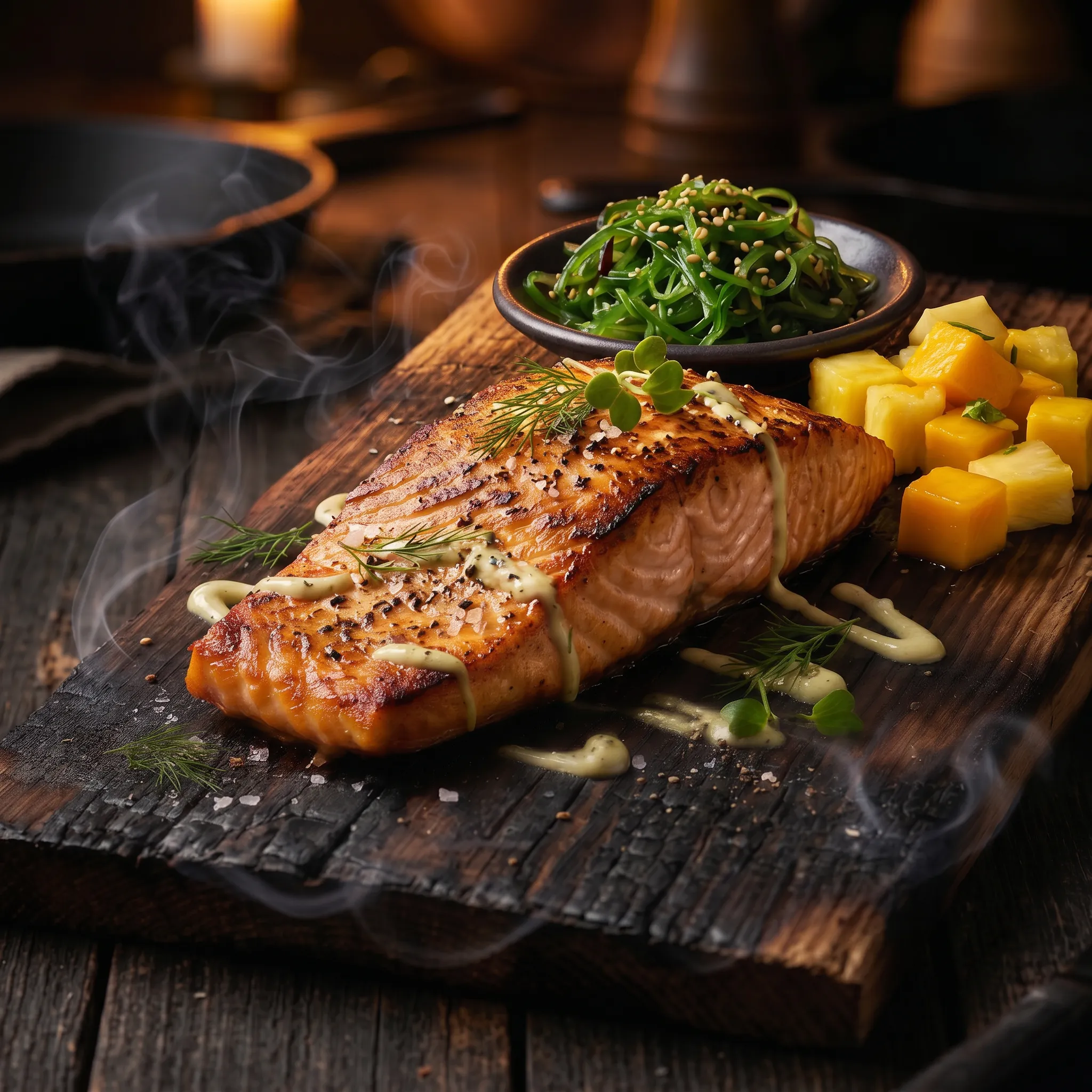 Lachs auf Zedernholzplanke