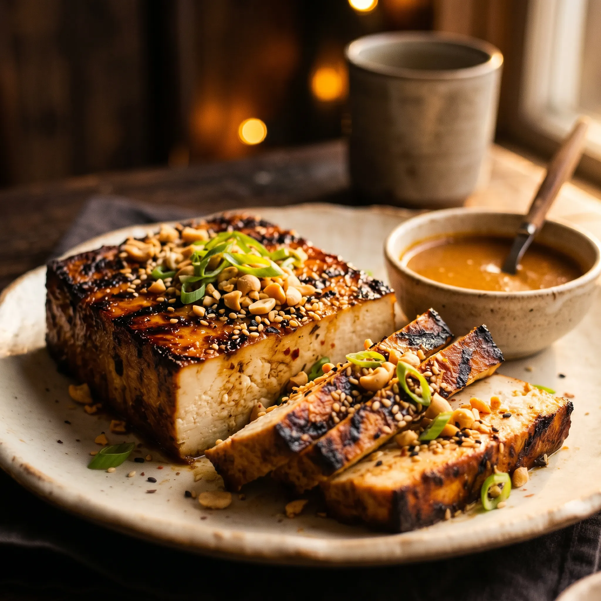 Tofu-Steak Soja-Ingwer-Erdnuss